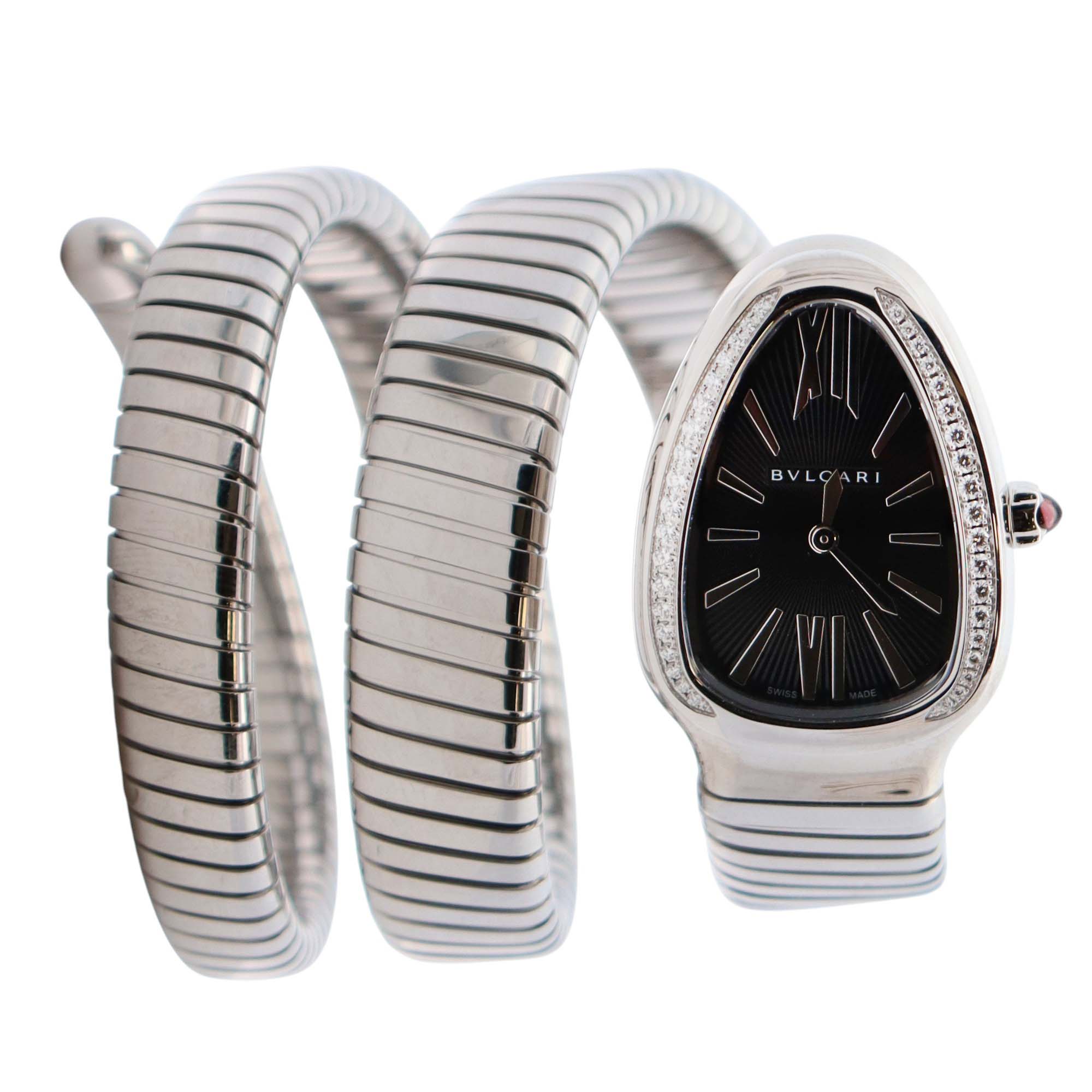 Bvlgari Serpenti 35mm Black Dial Watch Ref# 103433 - Happy Jewelers Fine Jewelry Lifetime Warranty