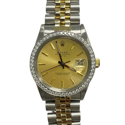 Rolex Oyster Perpetual 34mm Champagne Dial Watch Ref# 15053 - Happy Jewelers Fine Jewelry Lifetime Warranty