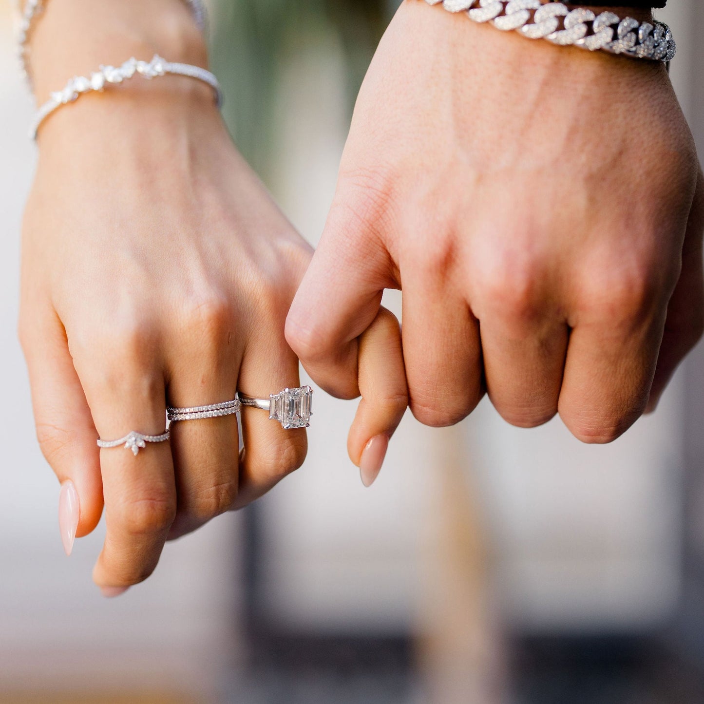 5.05 Carat Emerald Lab Grown Diamond 3 Stone Engagement Ring - Happy Jewelers Fine Jewelry Lifetime Warranty