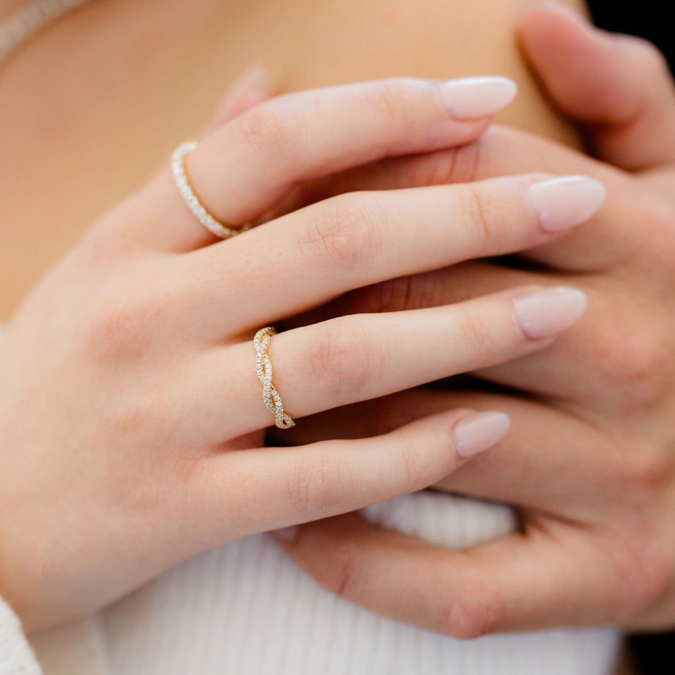 Infinity Diamond Half Way Band - Happy Jewelers Fine Jewelry Lifetime Warranty