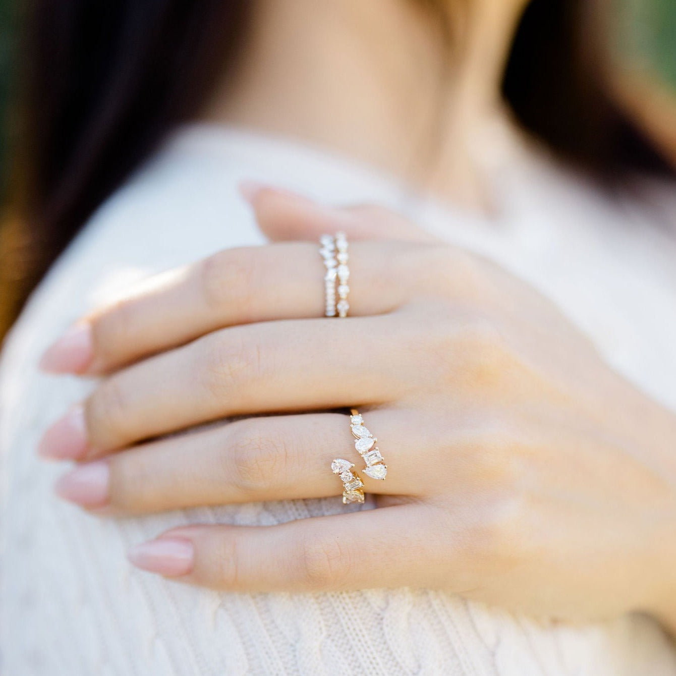 Multi-Diamond Open Cocktail Ring (Small) - Happy Jewelers Fine Jewelry Lifetime Warranty