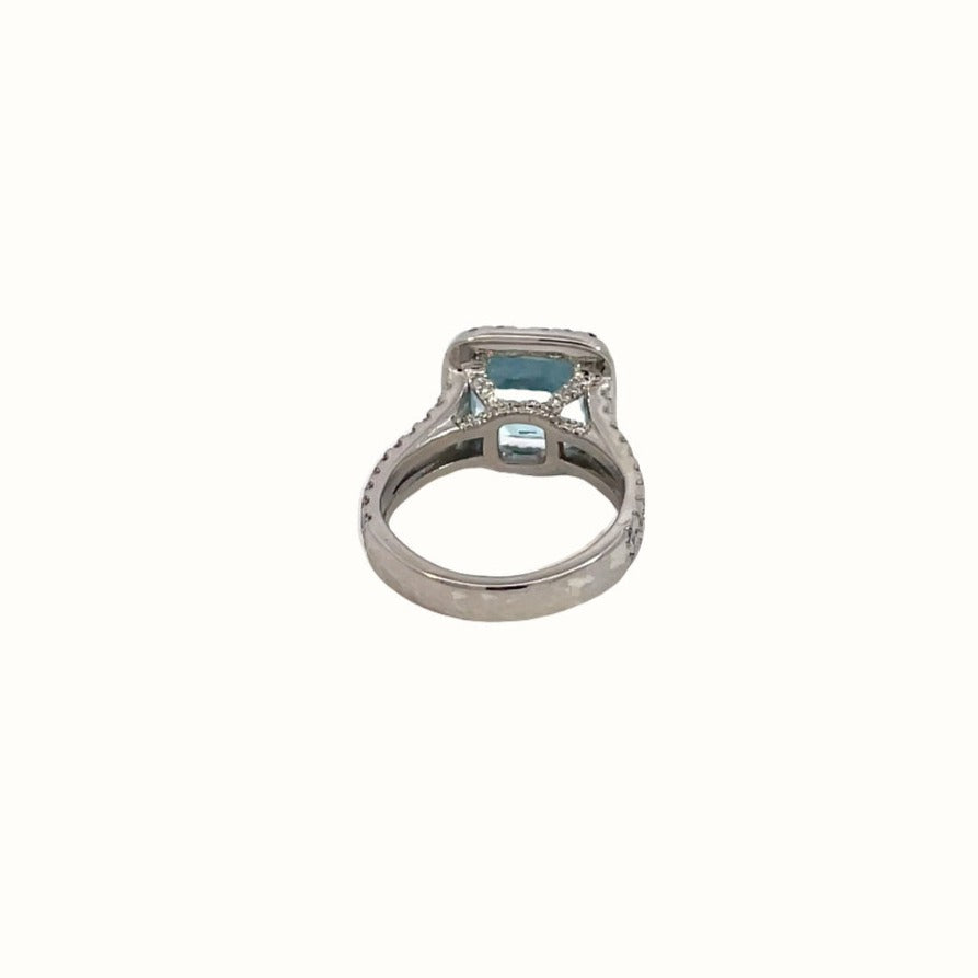 Cushion Aquamarine and Diamond Ring - Happy Jewelers Fine Jewelry Lifetime Warranty
