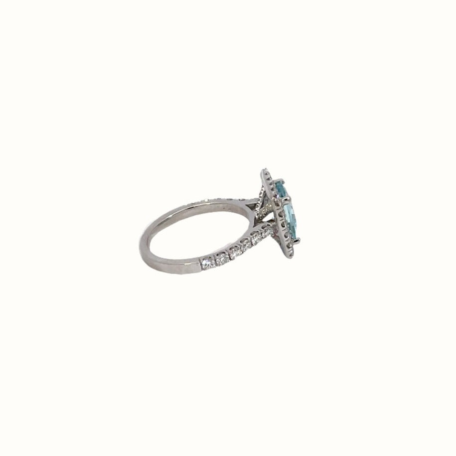 Square Cushion Aquamarine and Diamond Ring - Happy Jewelers Fine Jewelry Lifetime Warranty