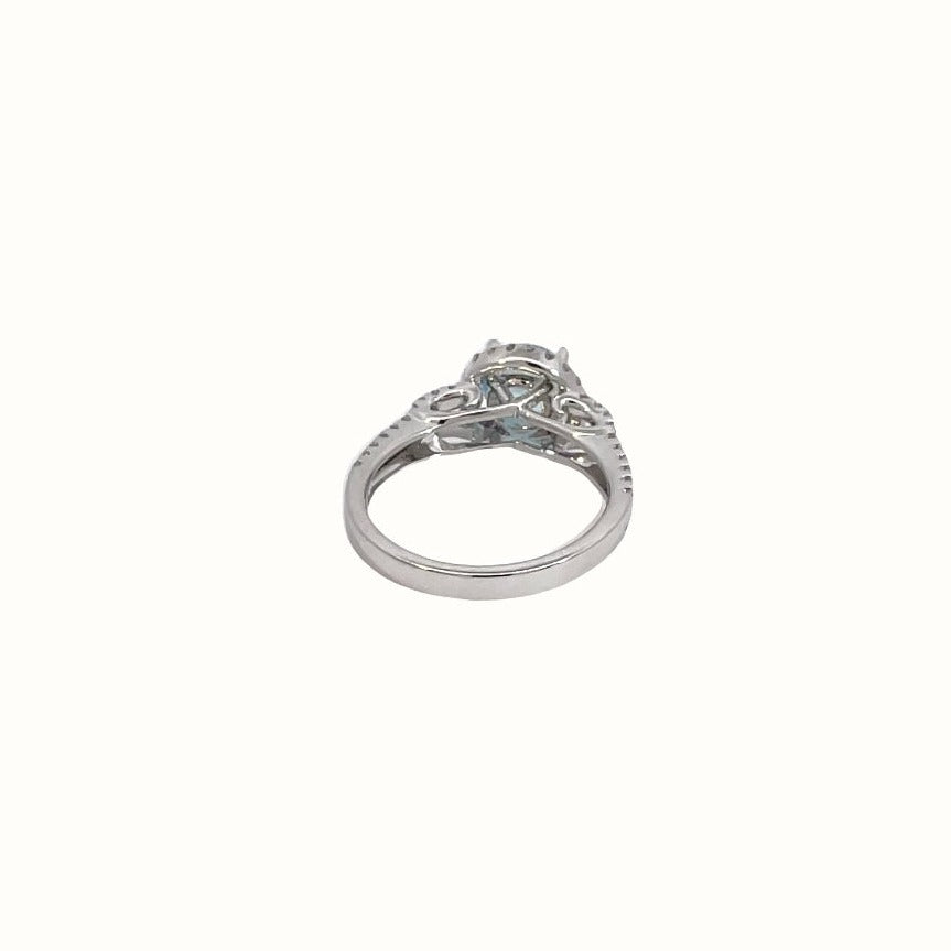 Round Aquamarine and Diamond Ring - Happy Jewelers Fine Jewelry Lifetime Warranty