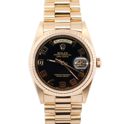 Rolex Day-Date 36mm Black Dial Watch Ref# 18238 - Happy Jewelers Fine Jewelry Lifetime Warranty