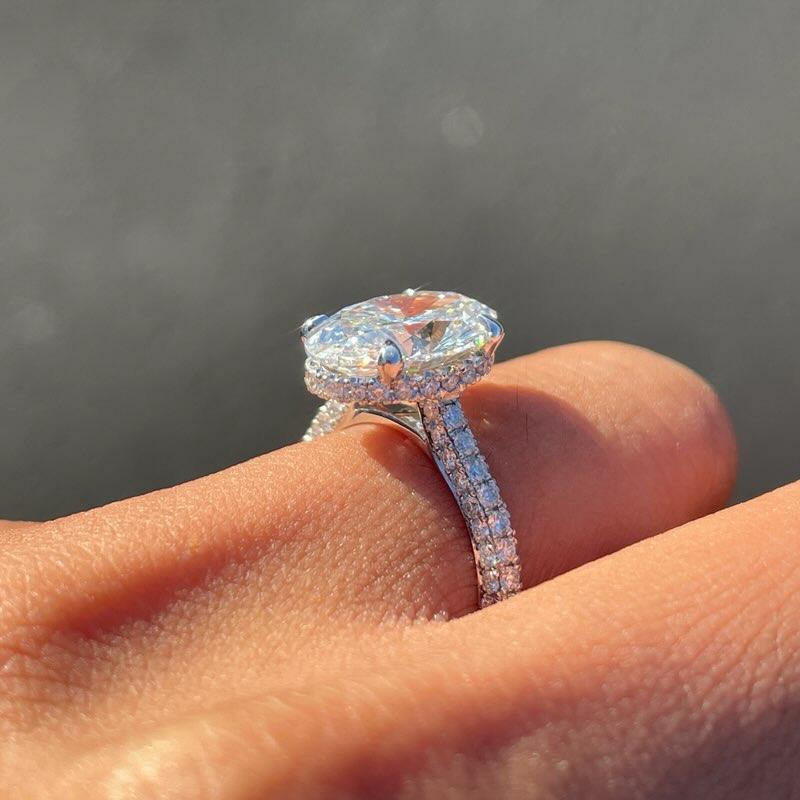 4.01 Carat Oval Labgrown Diamond Engagement Ring with Hidden Halo - Happy Jewelers Fine Jewelry Lifetime Warranty