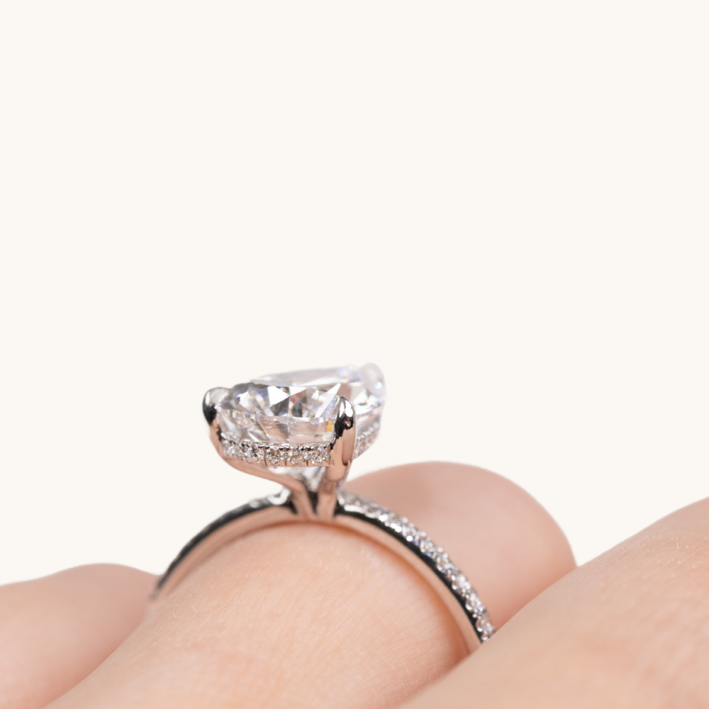 3.64 Pear Lab Diamond Engagement Ring with Hidden Halo - Happy Jewelers Fine Jewelry Lifetime Warranty