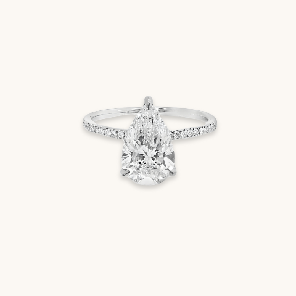3.64 Pear Lab Diamond Engagement Ring with Hidden Halo - Happy Jewelers Fine Jewelry Lifetime Warranty