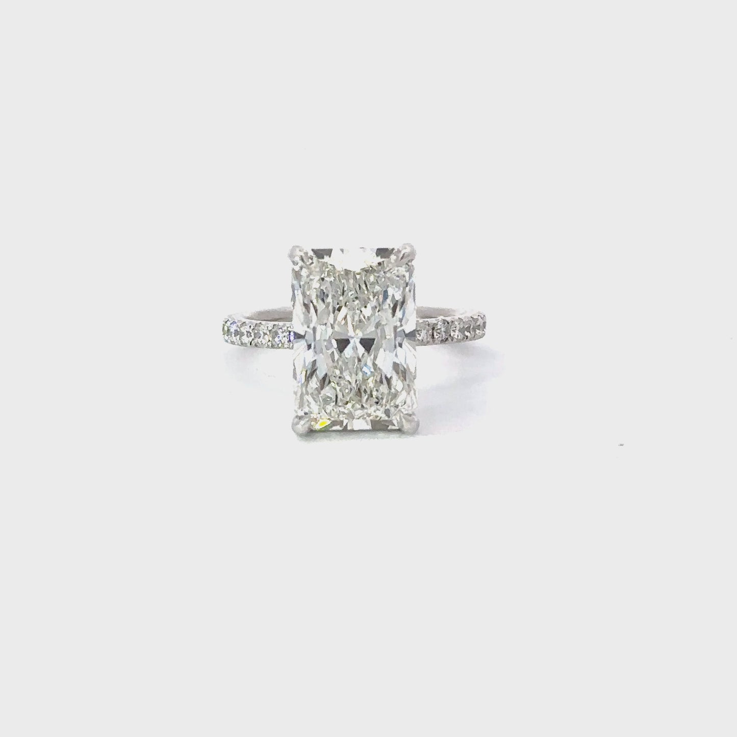 5.16 Carat Lab Created Radiant Engagement Ring with Signature Setting