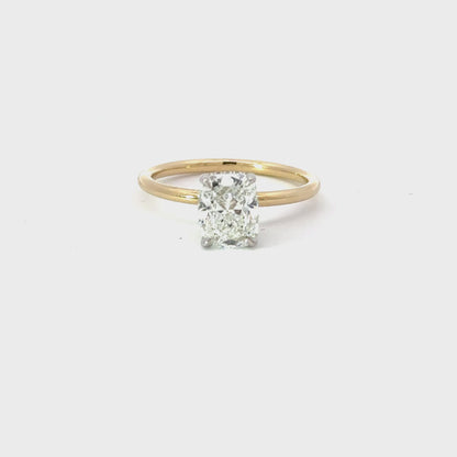 1.80 Cushion Natural Diamond Engagement Ring with Hidden Halo