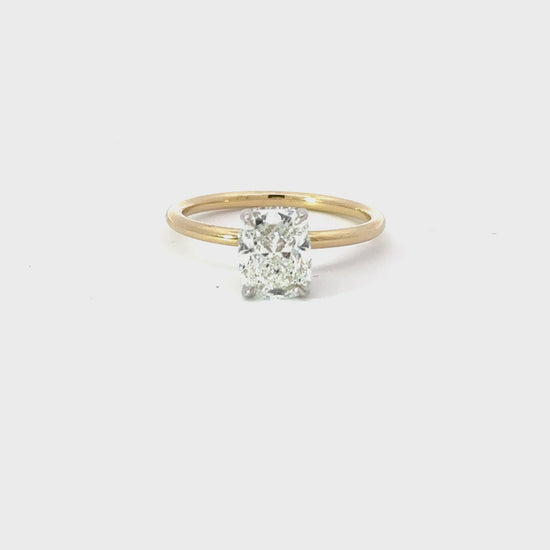1.80 Carat Natural Cushion Engagement Ring with Hidden Halo