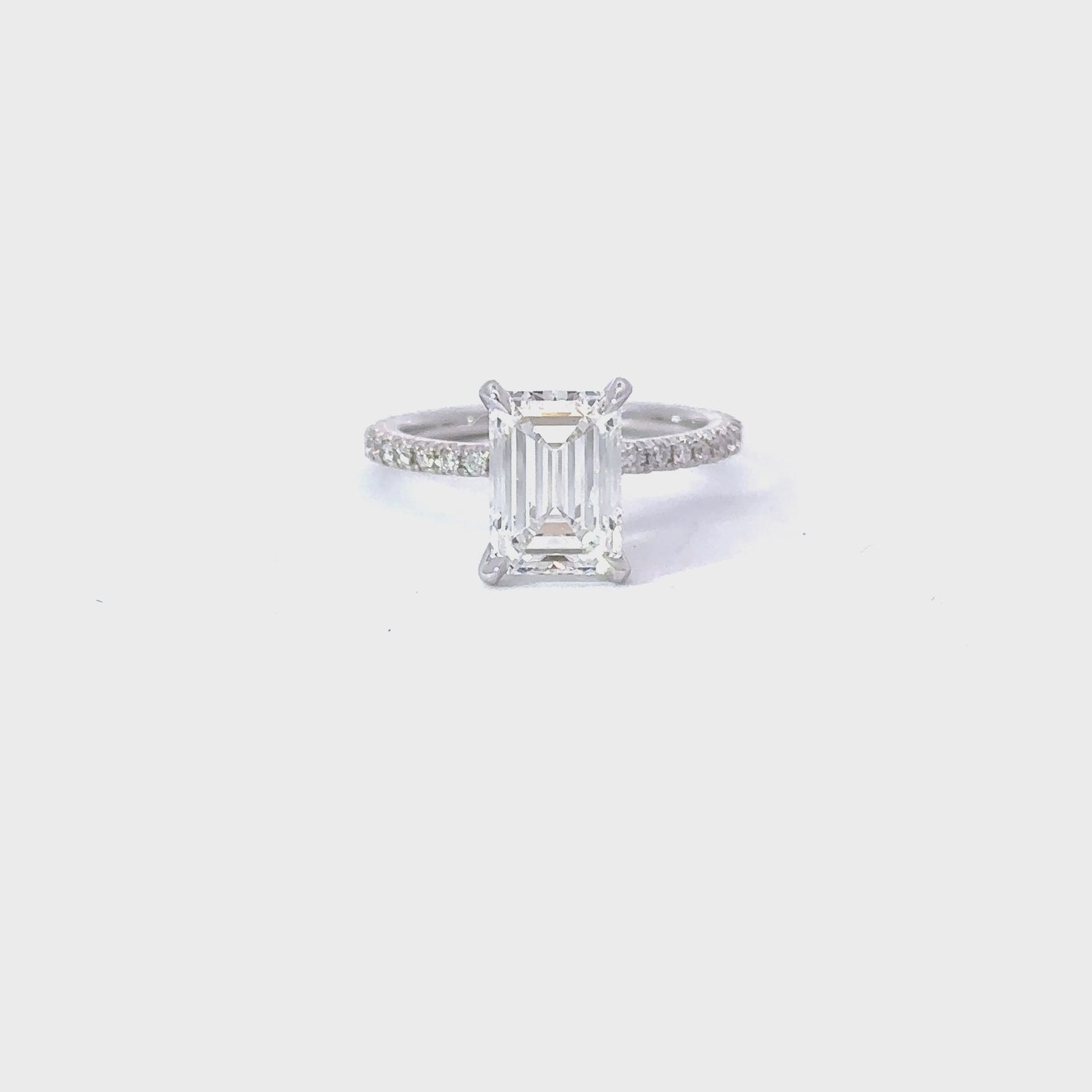 Load and play video in Gallery viewer, 2.34 Carat Lab Created Emerald Engagement Ring with Hidden Halo | Engagement Ring Wednesday

