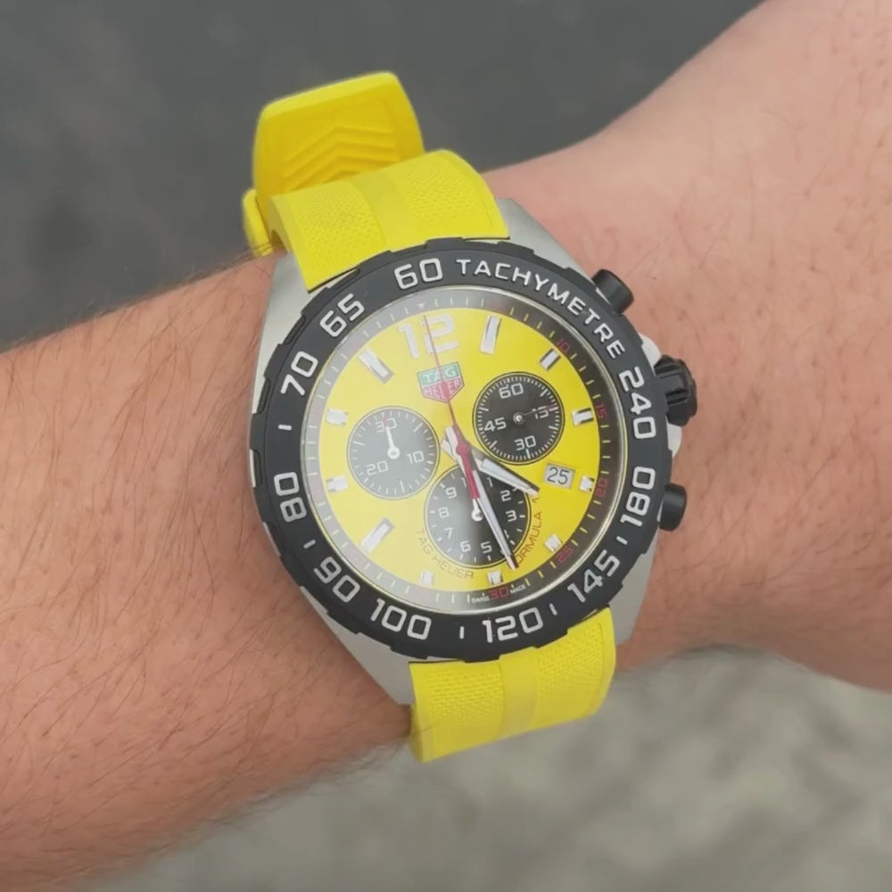 Tag Heuer Formula 1 43mm Yellow Dial Watch Ref# CAZ101AM – Happy