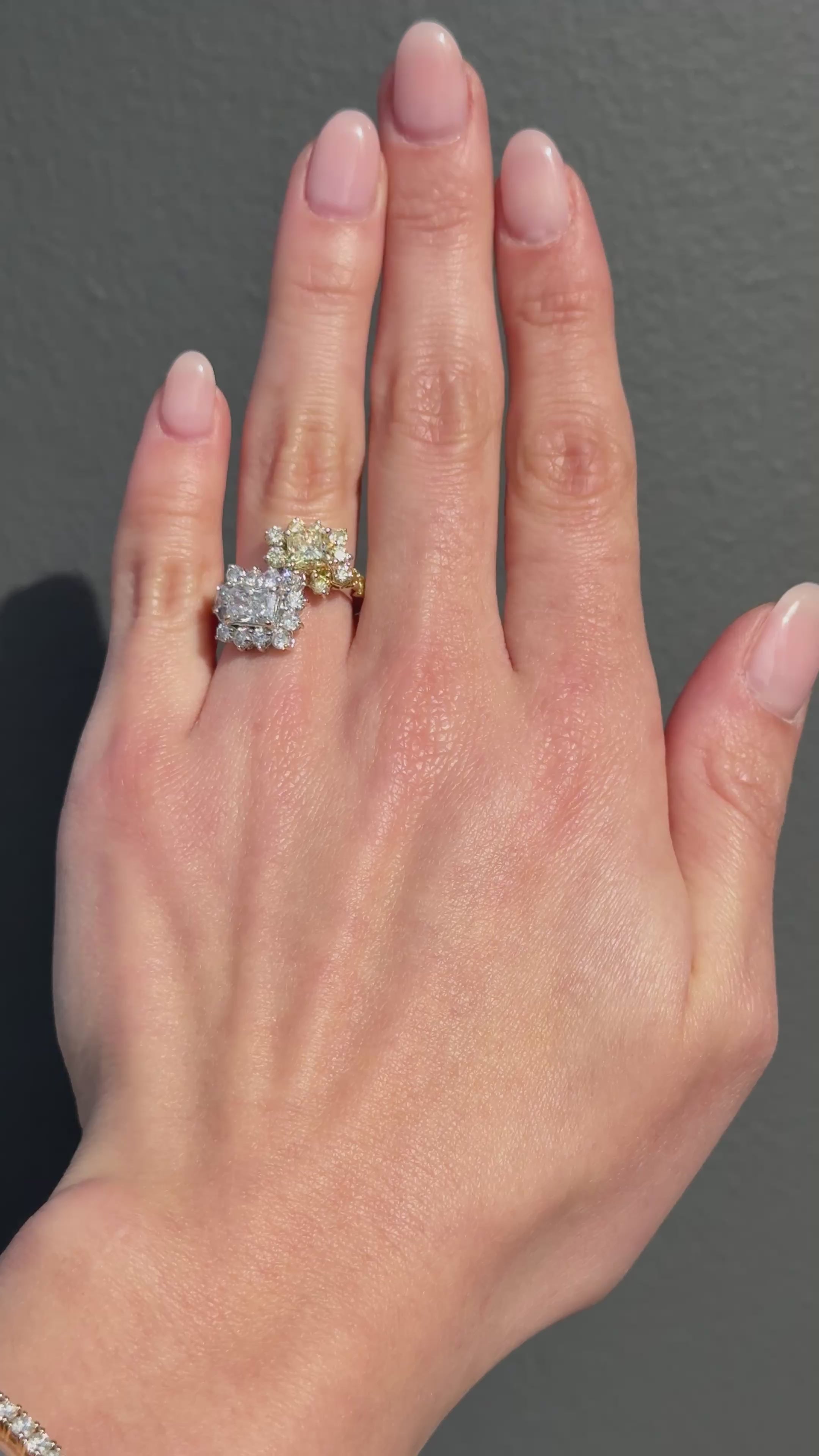 Two Tone Diamond Halfway Fancy Ring