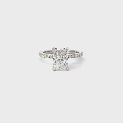2.10 Carat Lab Created Radiant Engagement Ring with Signature Setting