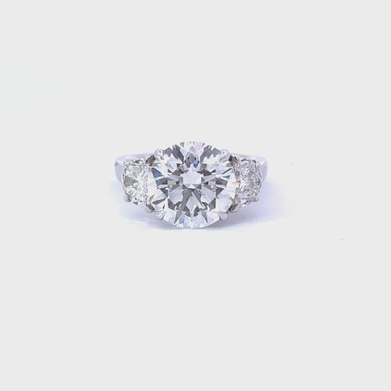 5.05 Carat Round Lab Grown Diamond 3-Stone Engagement Ring