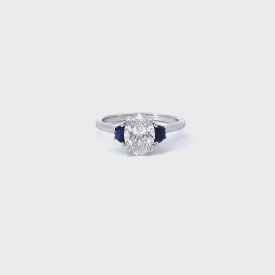 1.05 Carat Lab Created Oval 3-Stone Engagement Ring