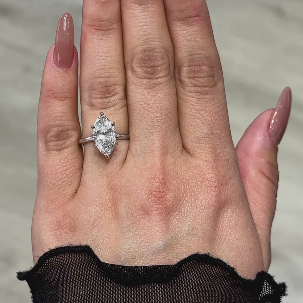Load and play video in Gallery viewer, 3.01 Carat Marquise Lab Grown Diamond Engagement Ring | Engagement Ring Wednesday
