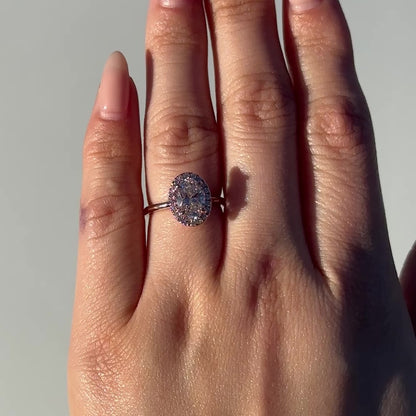 Oval Lab Diamond Engagement Ring with Halo