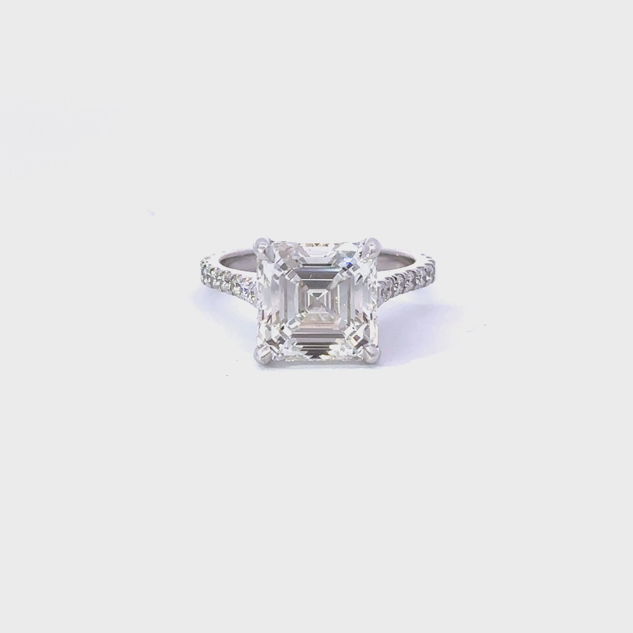 5.01 Asscher Lab Grown Diamond Engagement Ring with Hidden Halo