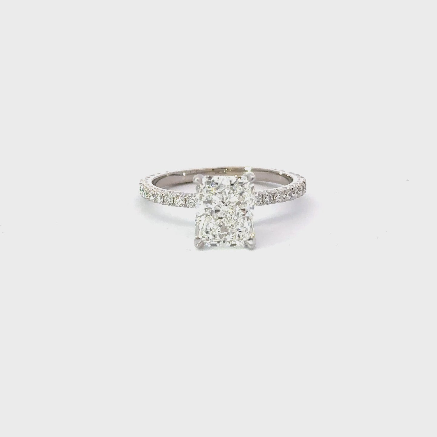2.51 Carat Radiant Natural Diamond Engagement Ring with Hidden Halo