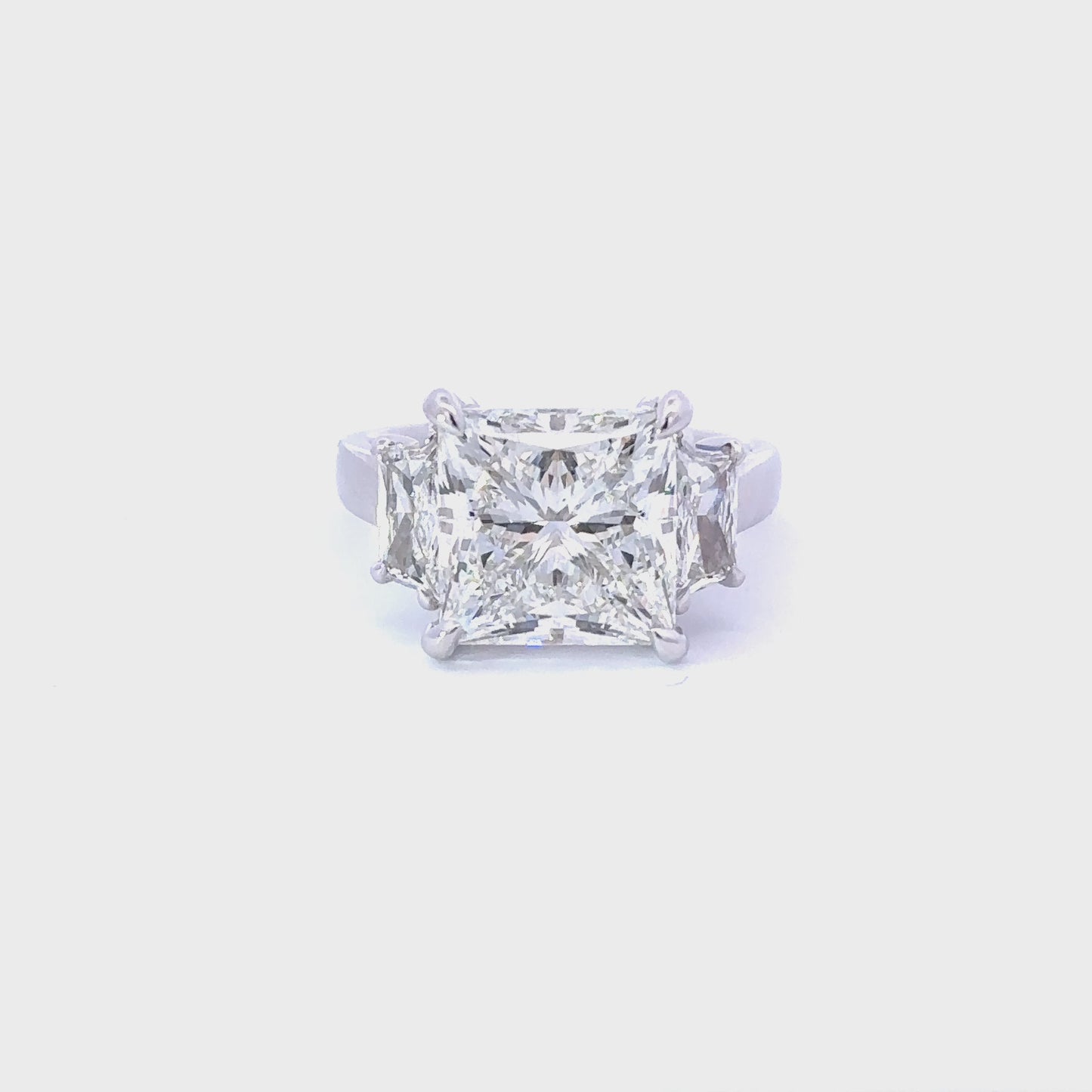 6.30 Carat Princess Lab Grown Diamond 3 Stone Engagement Ring