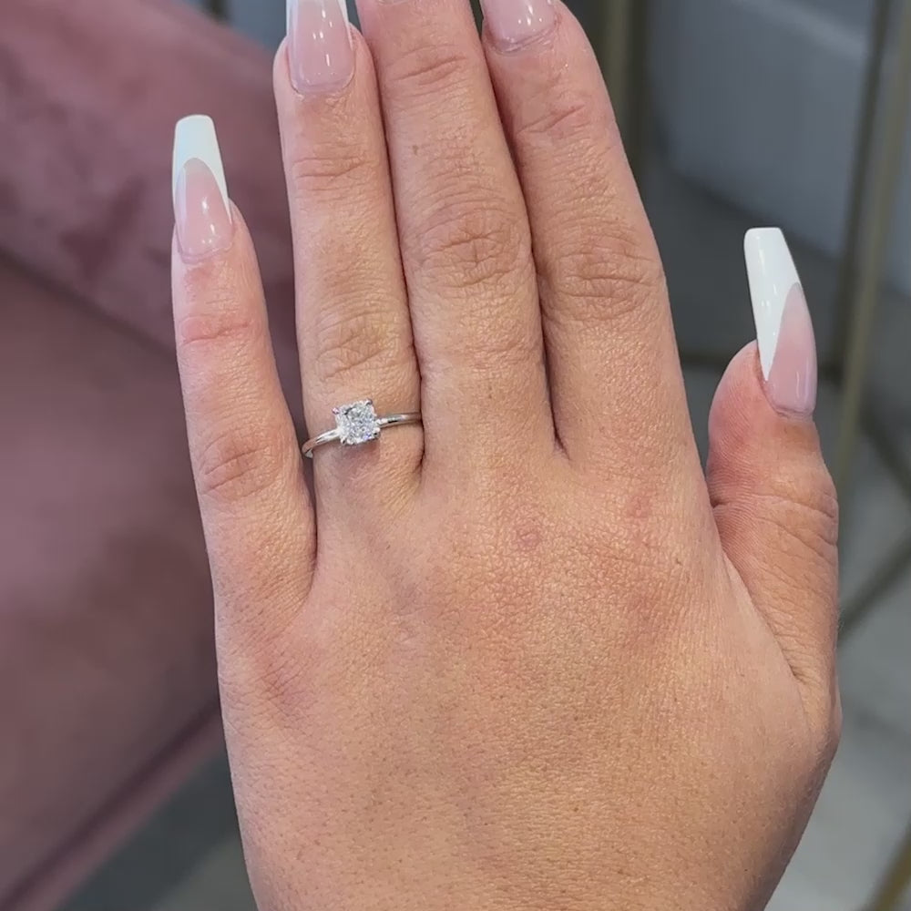 1.00 Radiant Natural Diamond Engagement Ring with Hidden Halo