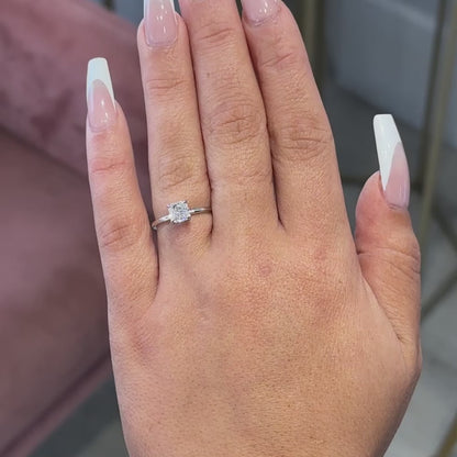 1.00 Radiant Natural Diamond Engagement Ring with Hidden Halo