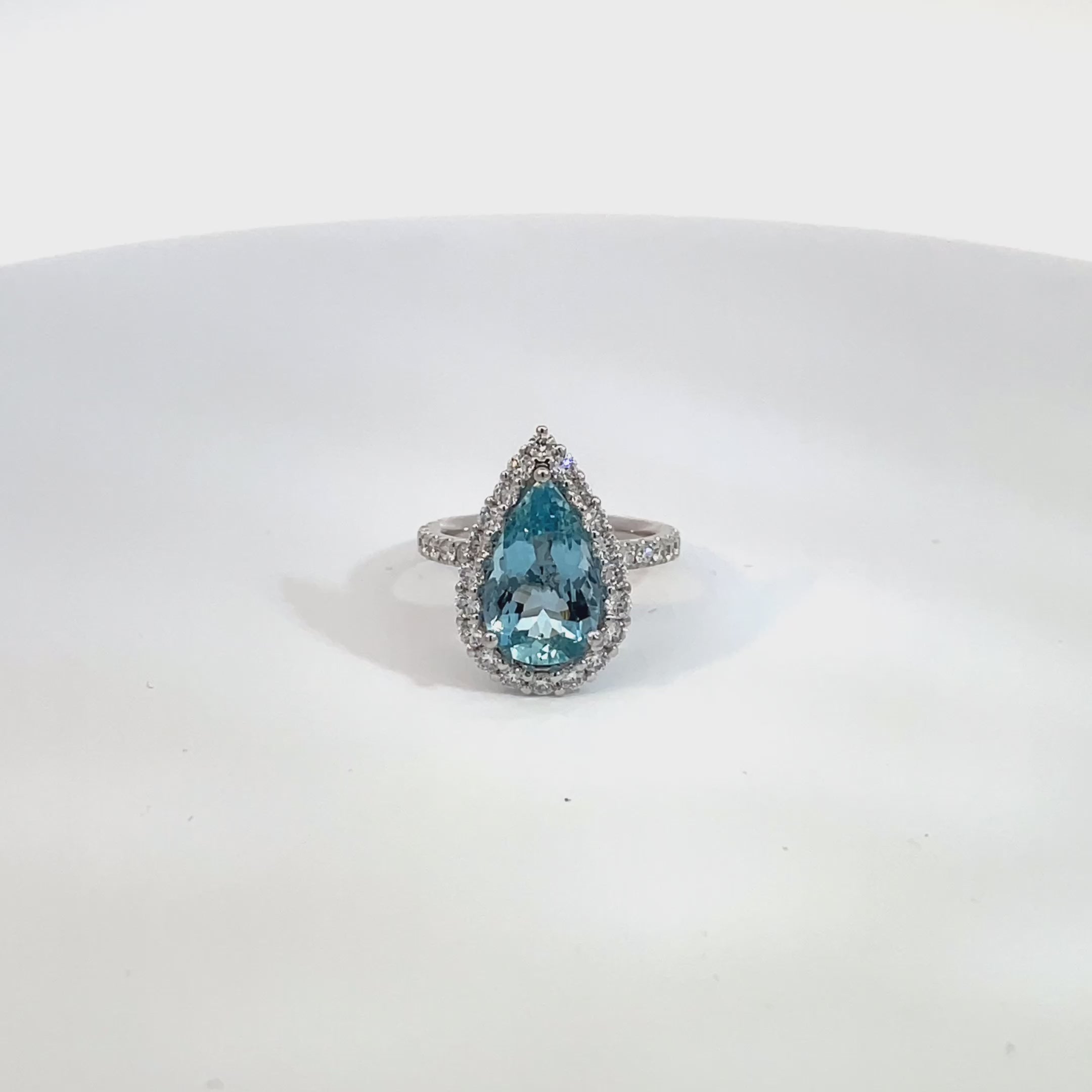 Pear Aquamarine and Diamond Ring