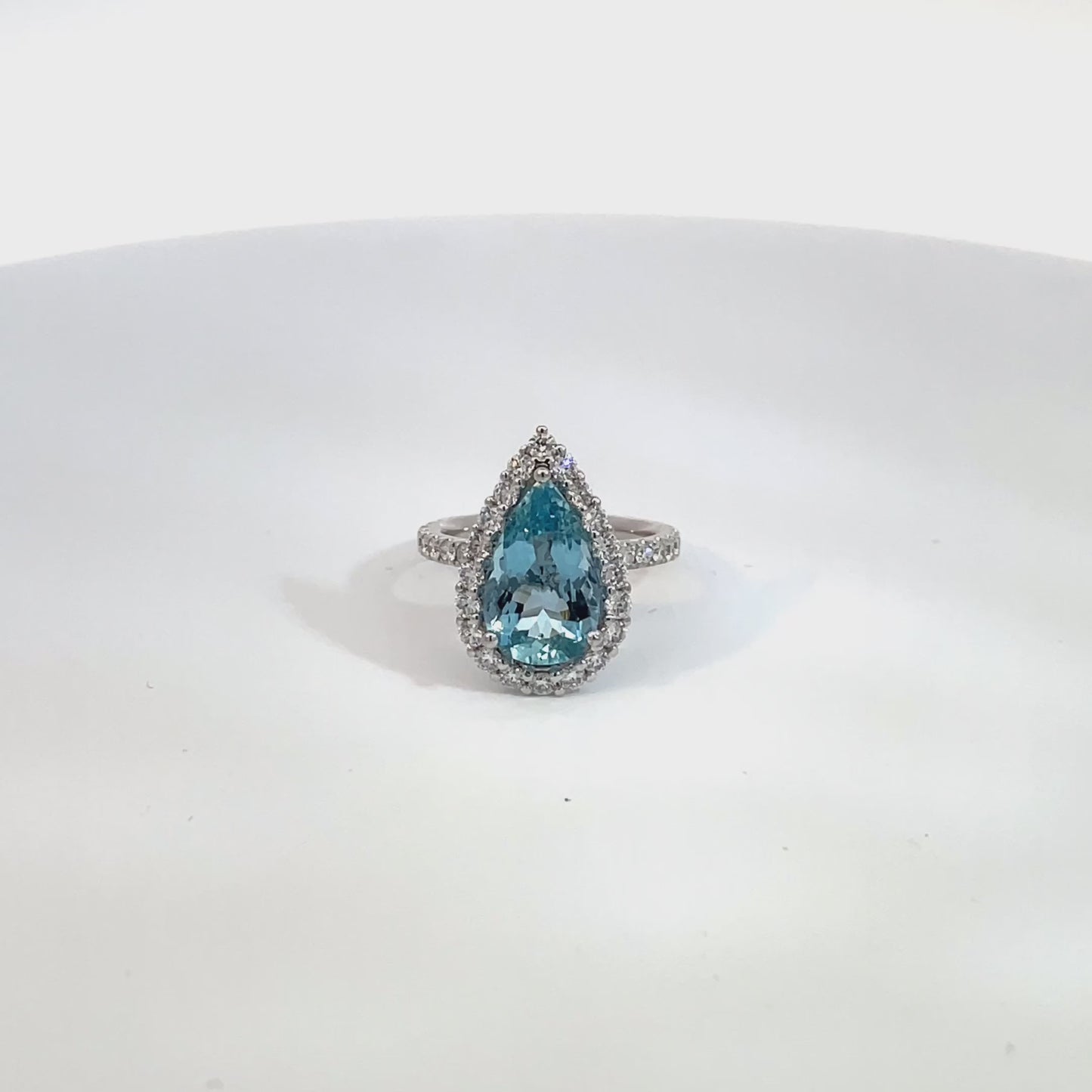 Pear Aquamarine and Diamond Ring