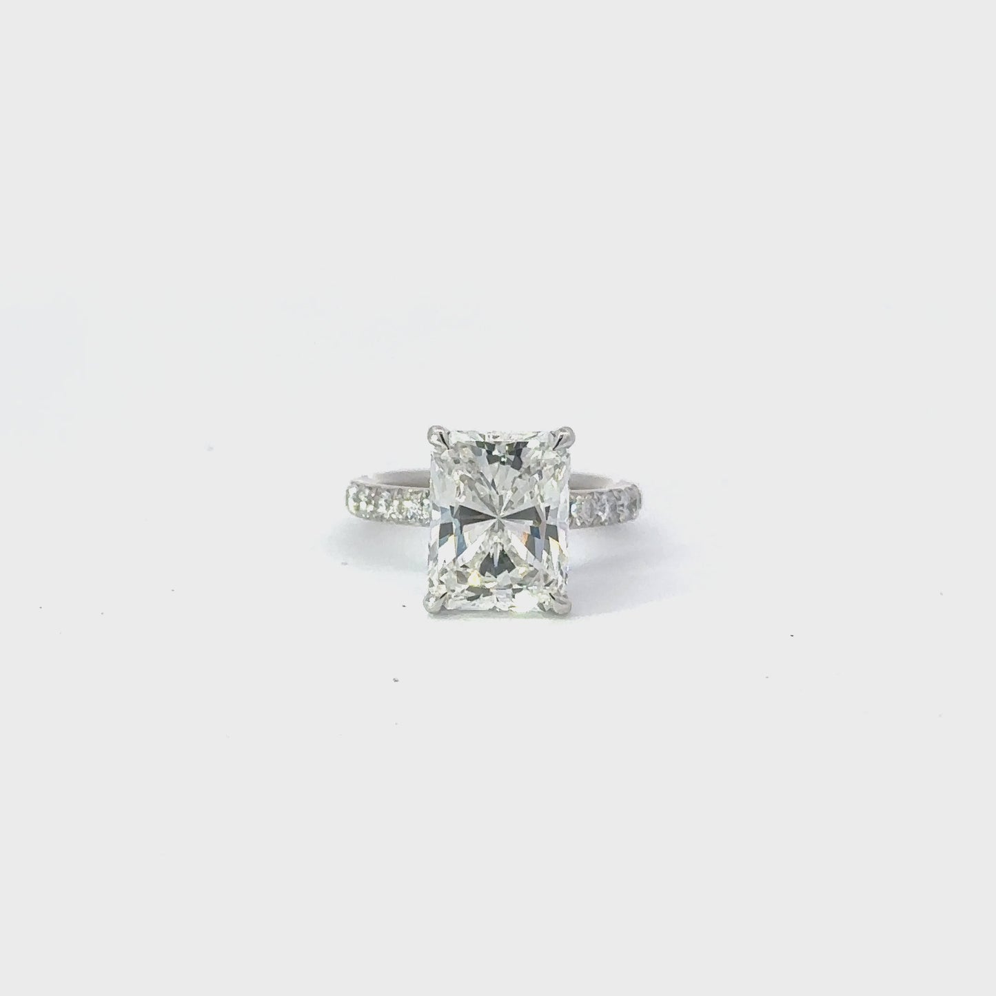 4.01 Carat Natural Radiant Engagement Ring with Hidden Halo