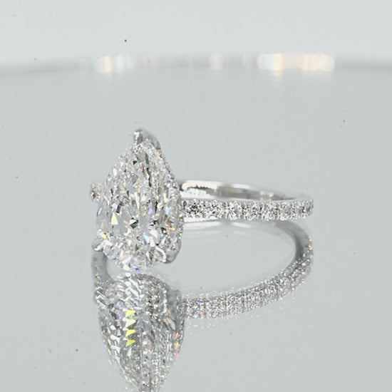 Load and play video in Gallery viewer, 2.00-2.99 Carat Pear Lab Grown Diamond Engagement Ring with Signature Setting
