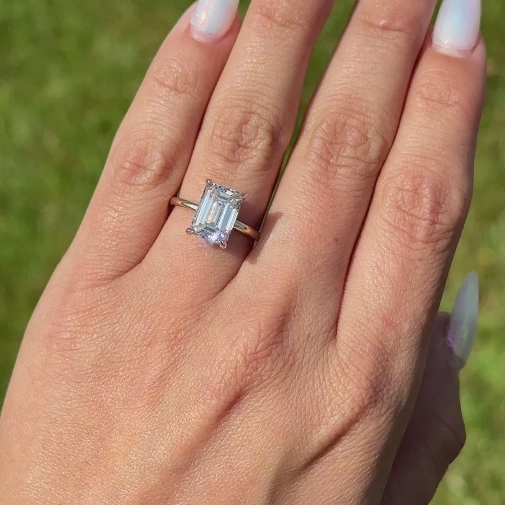 3.20 Carat Emerald Natural Diamond Engagement Ring