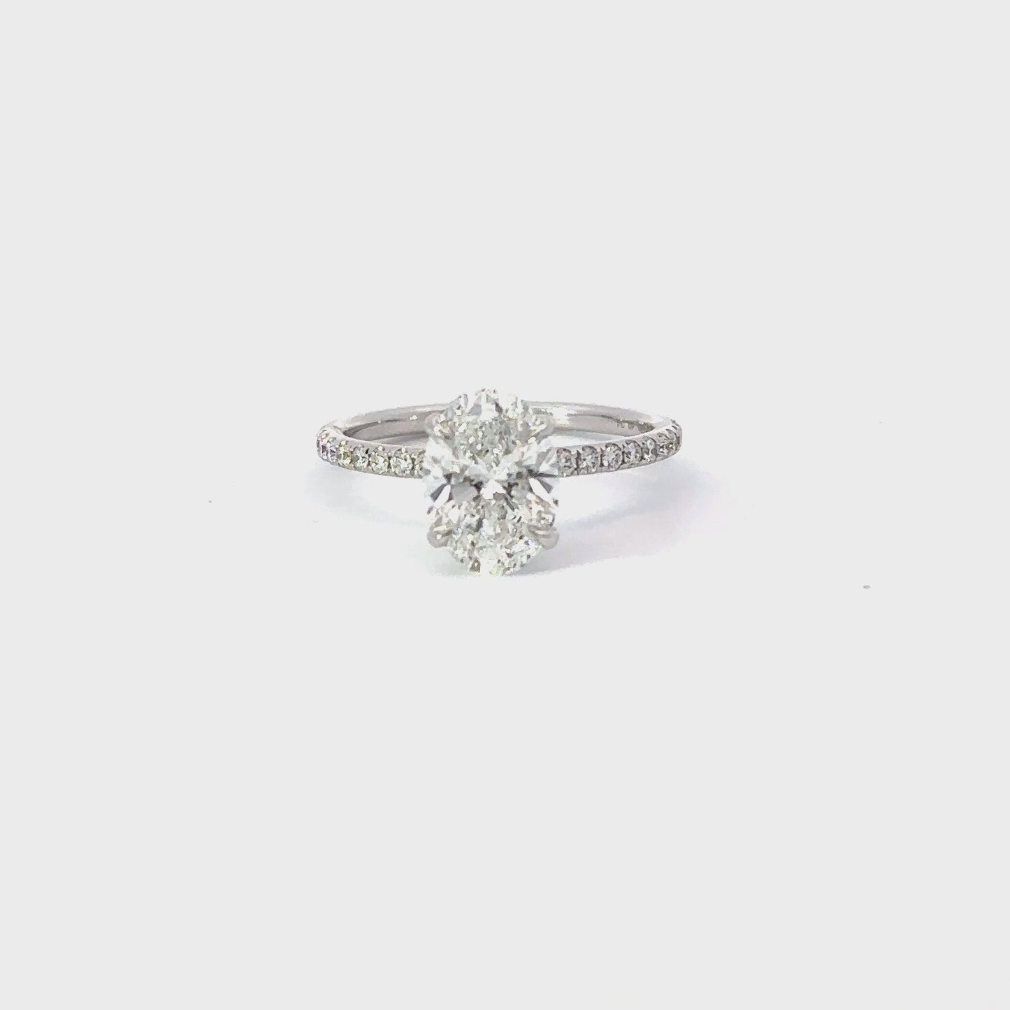 1.73 Carat Lab Grown Oval Engagement Ring with Signature Setting