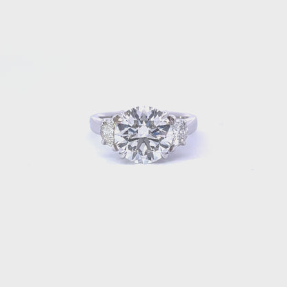 4.04 Round Lab Diamond 3-Stone Engagement Ring