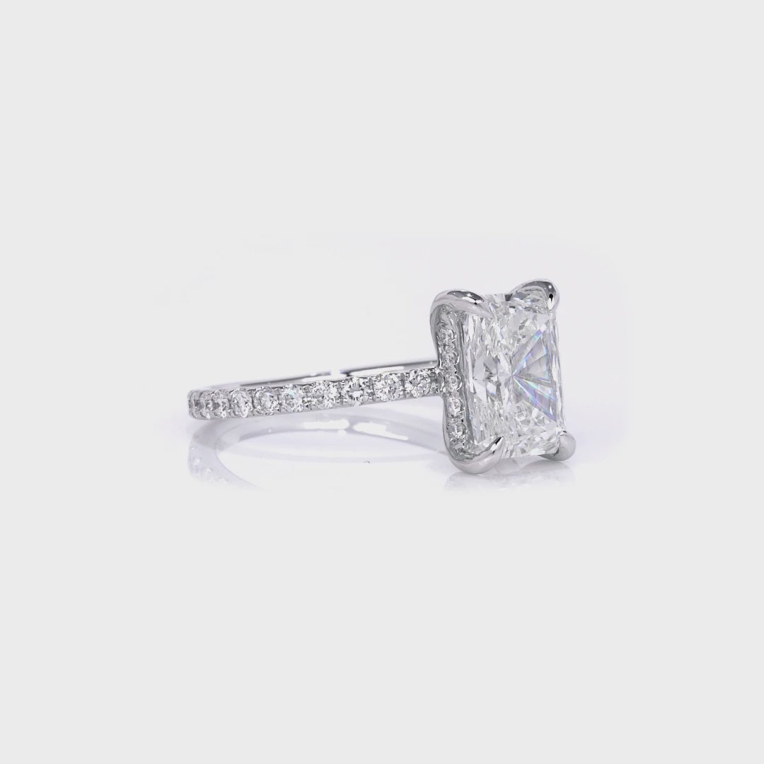 Load and play video in Gallery viewer, 1.00-1.99 Carat Radiant Lab Grown Diamond Engagement Ring with Signature Setting
