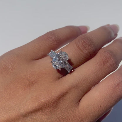 4.01 Oval Lab Diamond 3-Stone Engagement Ring