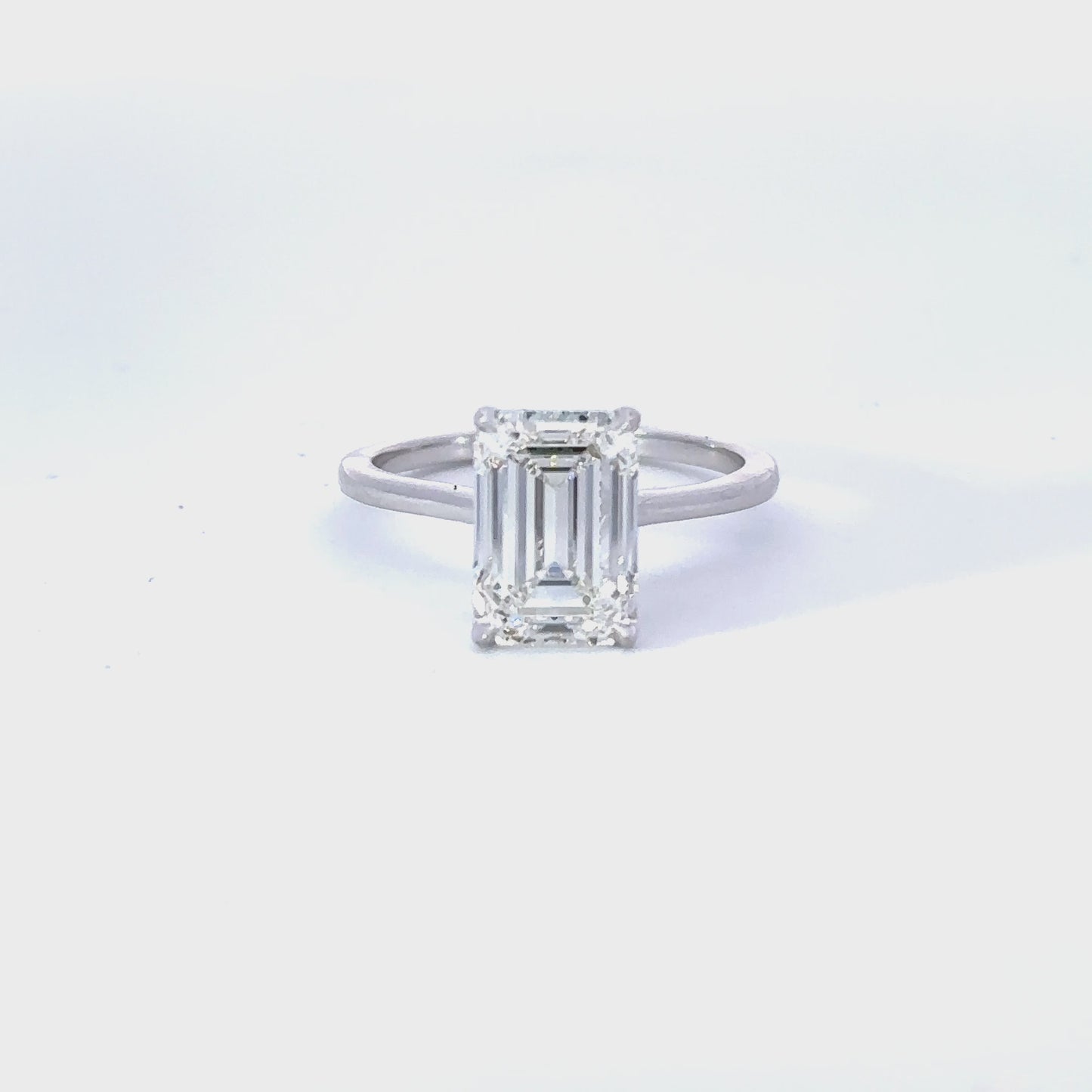 3.50 Carat Emerald Lab Created Diamond Engagement Ring with Hidden Halo