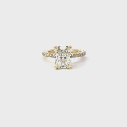 2.42 Carat Lab Created Radiant Engagement Ring with Signature Setting