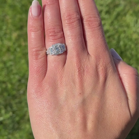 0.54 Carat Princess Natural Diamond 3 Stone Engagement Ring
