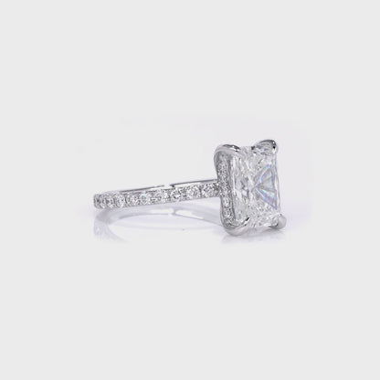 Radiant Lab Diamond Engagement Ring with Signature Setting