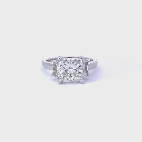 3.07 Carat Princess Lab Grown Diamond 3-Stone Engagement Ring
