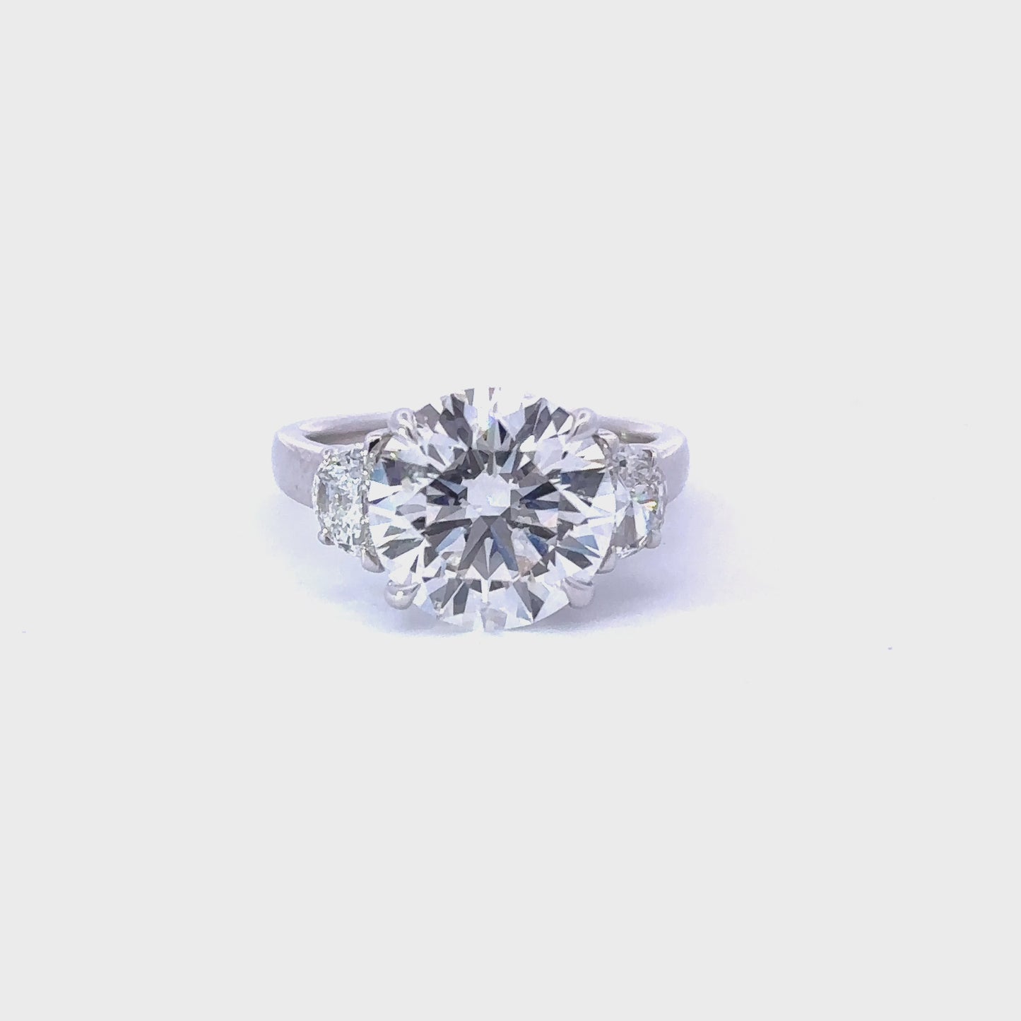 5.05 Carat Round Lab Grown Diamond 3 Stone Engagement Ring