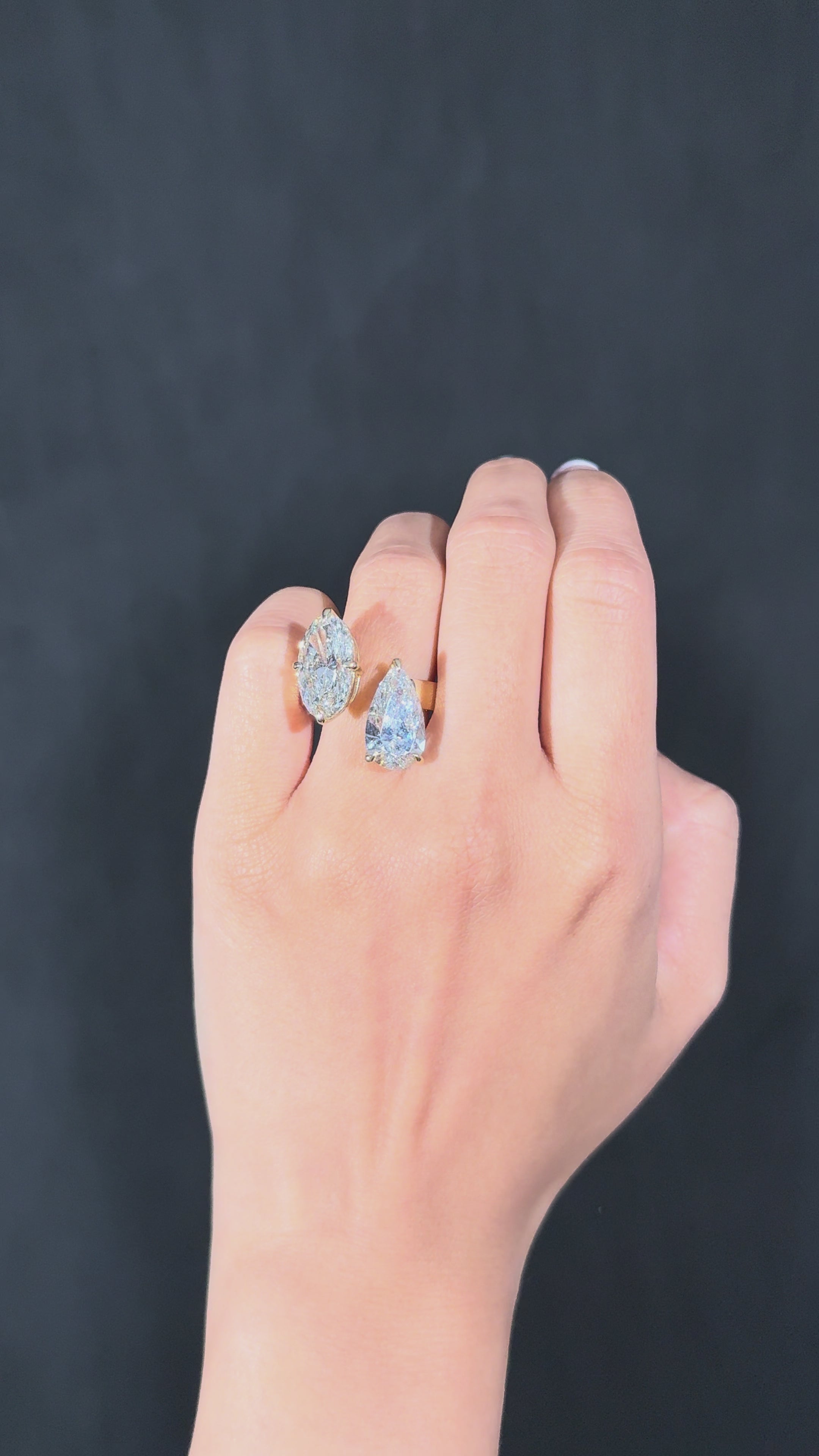 Oval and Pear Toi et Moi Lab Diamond Engagement Ring