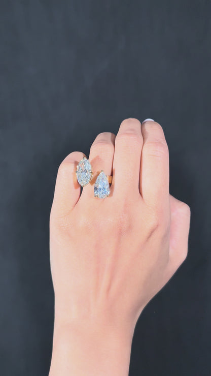 Oval and Pear Toi et Moi Lab Diamond Engagement Ring