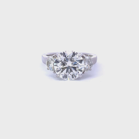 4.05 Carat Round Lab Grown Diamond 3-Stone Engagement Ring