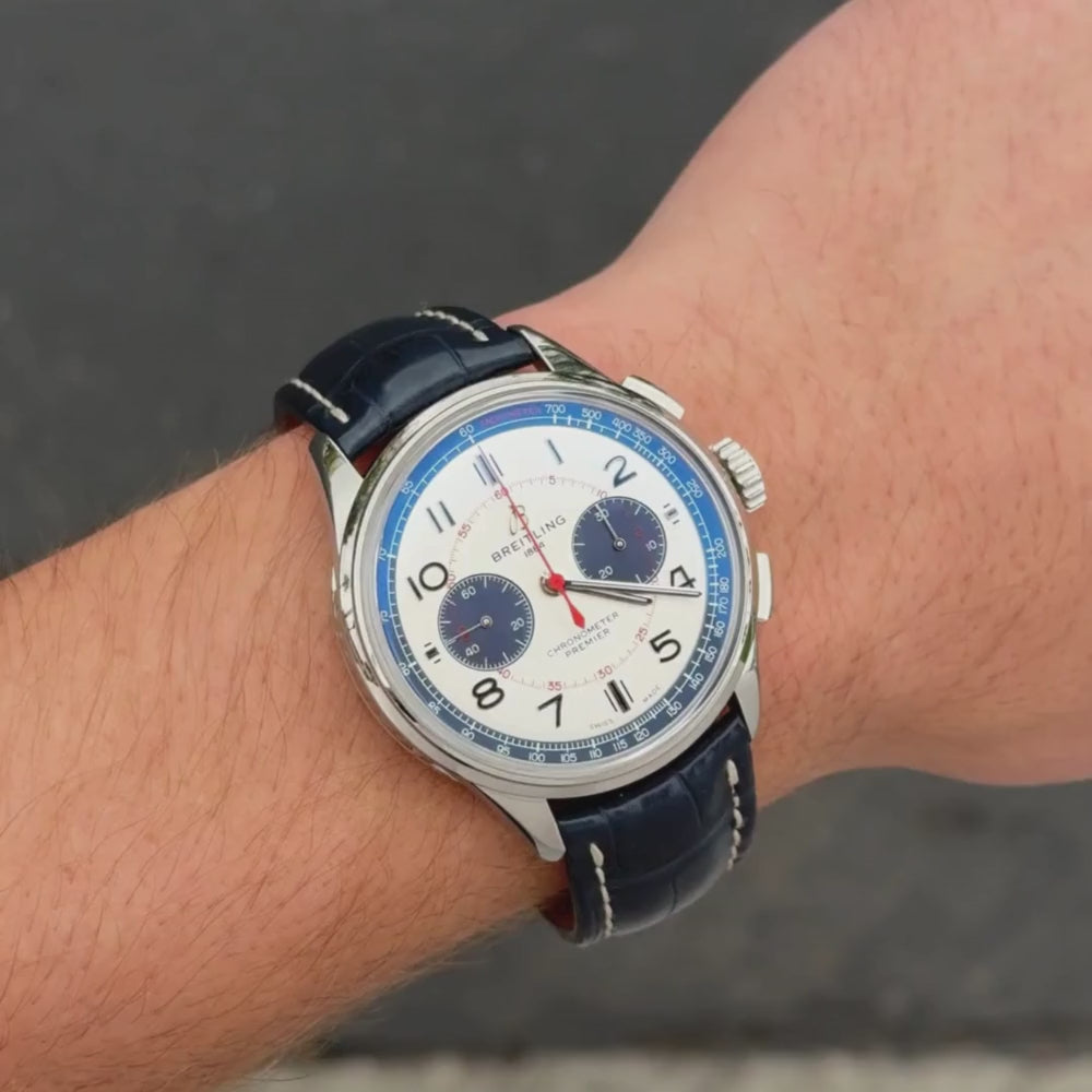 Breitling Premier Bentley Mulliner Stainless Steel 42mm Silver Chronograph Dial Watch Ref# AB0118