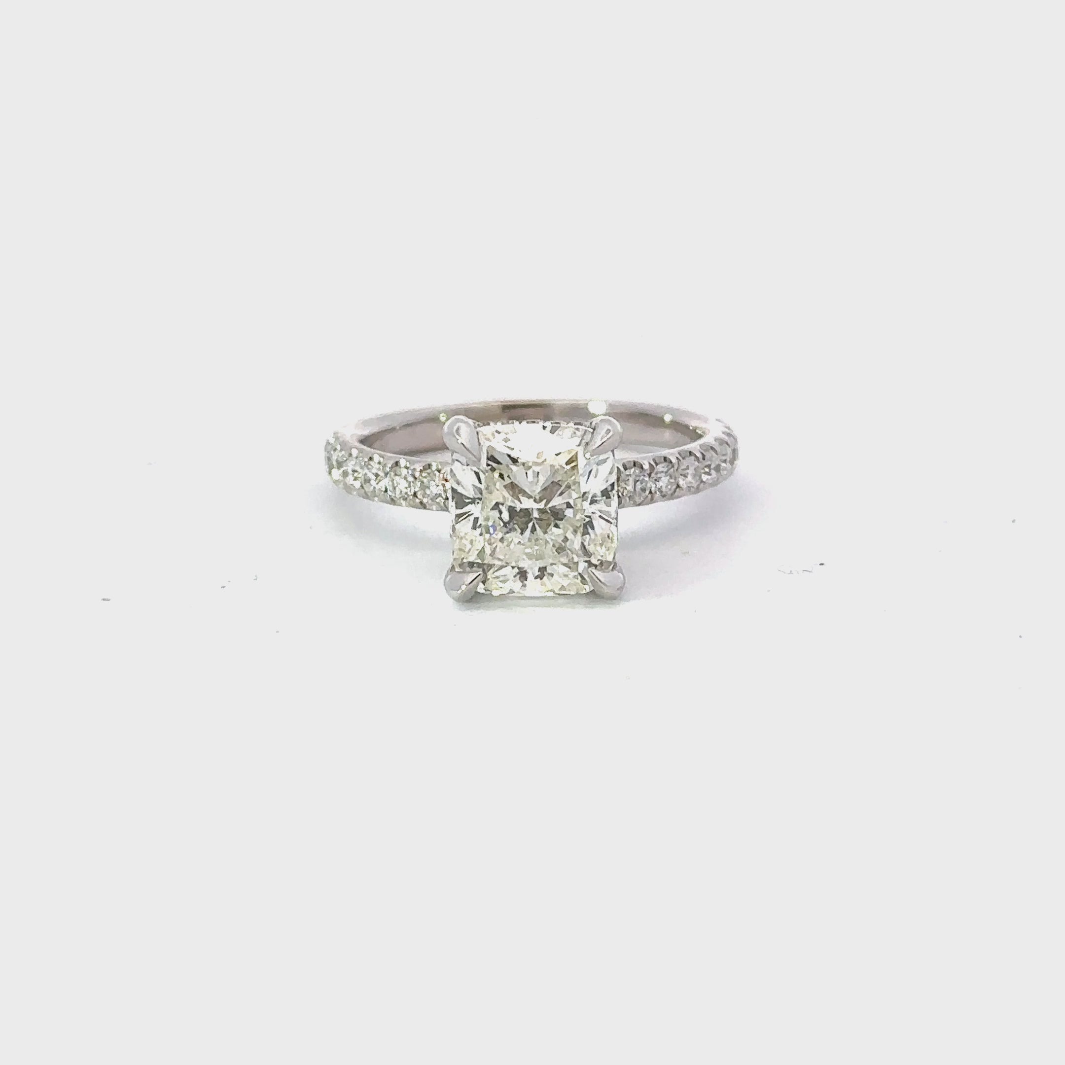 3.04 Carat Cushion Natural Diamond Engagement Ring