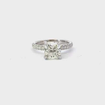 3.04 Carat Cushion Natural Diamond Engagement Ring