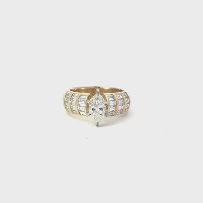.98 Marquise Natural Diamond Engagement Ring with Diamond Band